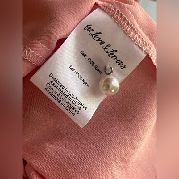 For Love & Lemons NWT Pink Percy Mini Sheer Dress with Appliqué Flowers Boho - Picture 9 of 14